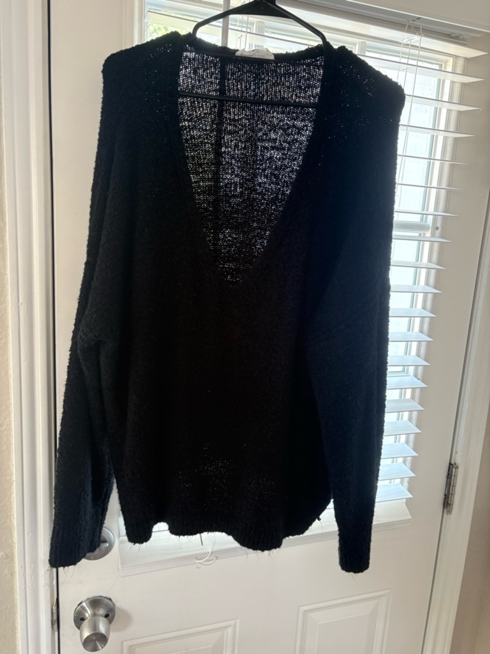 Double Zero Black V-Neck Lightweight Knit Sweater
